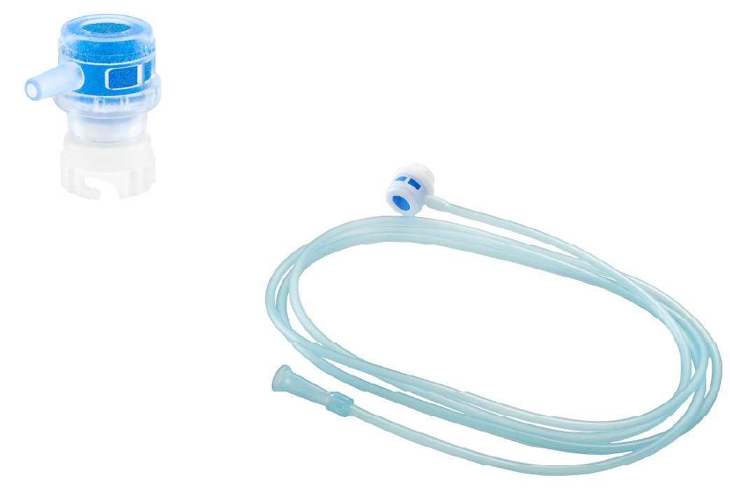 Wymiennik ciepła i wilgoci- "sztuczny nos" MINI z zaczepem bagnetowym, z drenem do podawania tlenu